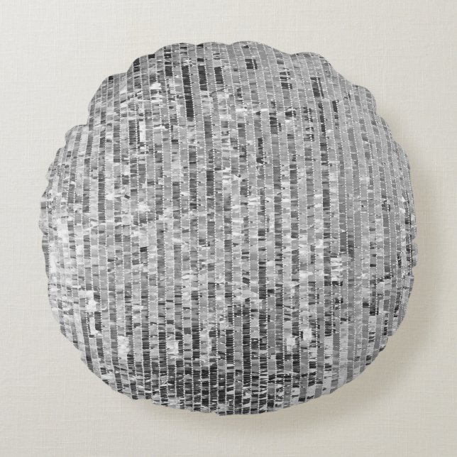 Silver sequins, glamourous seamless background. round pillow (Front)