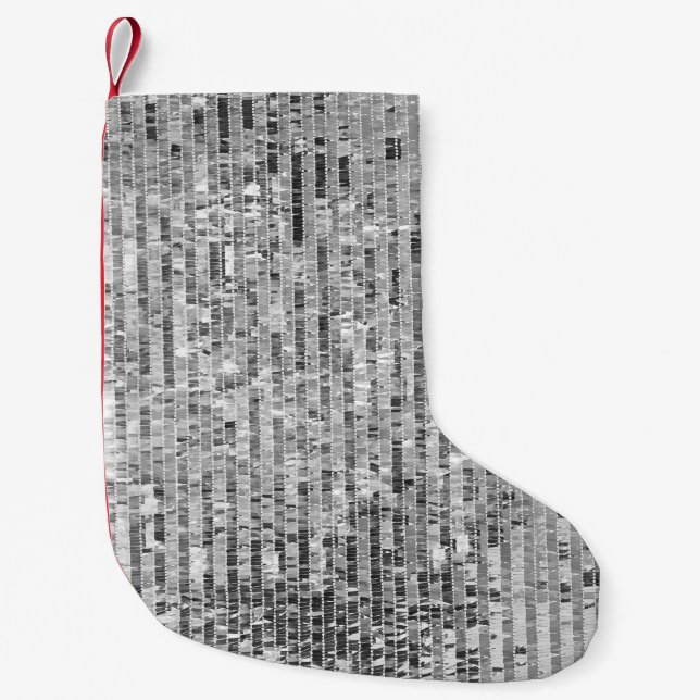 Silver sequins, glamourous seamless background. small christmas stocking (Front)