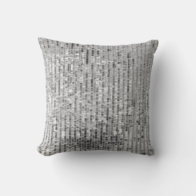 Silver sequins, glamourous seamless background. throw pillow (Front)