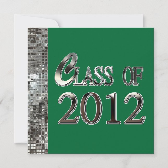 Silver Sequins Green Graduation Invitations (Front)