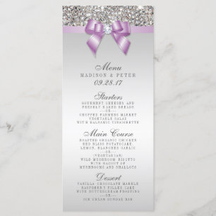Silver Sequins Lilac Bow Wedding Menu