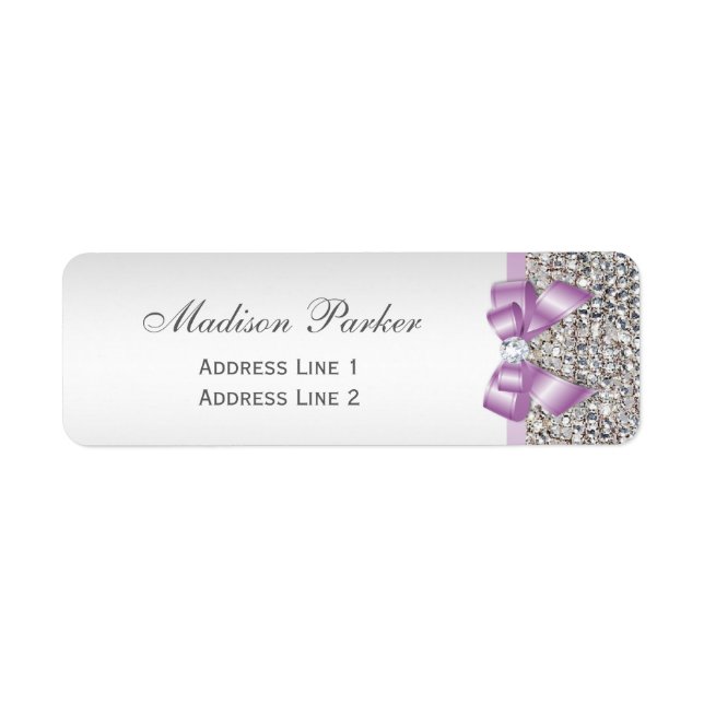 Silver Sequins Lilac Bow Wedding Personalized (Front)