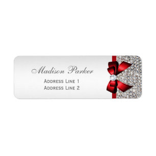 Silver Sequins Red Bow Wedding Personalized
