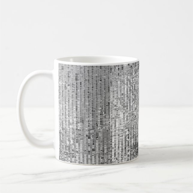 Silver sequins seamless pattern coffee mug (Left)