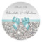 Silver Sequins Teal Bow and Diamond Wedding