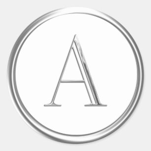 Silver Serif Monogram starter Classic Round Sticker
