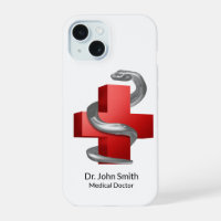 Silver Serpent Snake Red Medical Cross Symbol