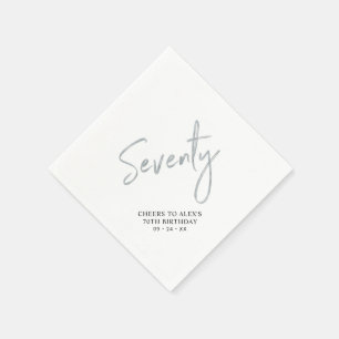 Silver Seventy Modern Adult 70th Birthday Party Napkin