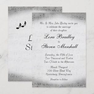 Silver Sheet Music Theme Wedding Invitation