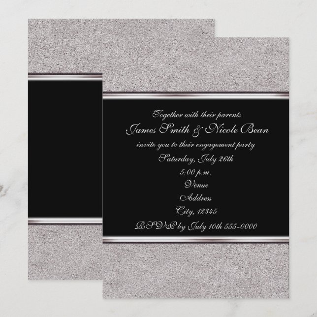 Silver Shimmer & Black Elegant Event Invitations (Front/Back)