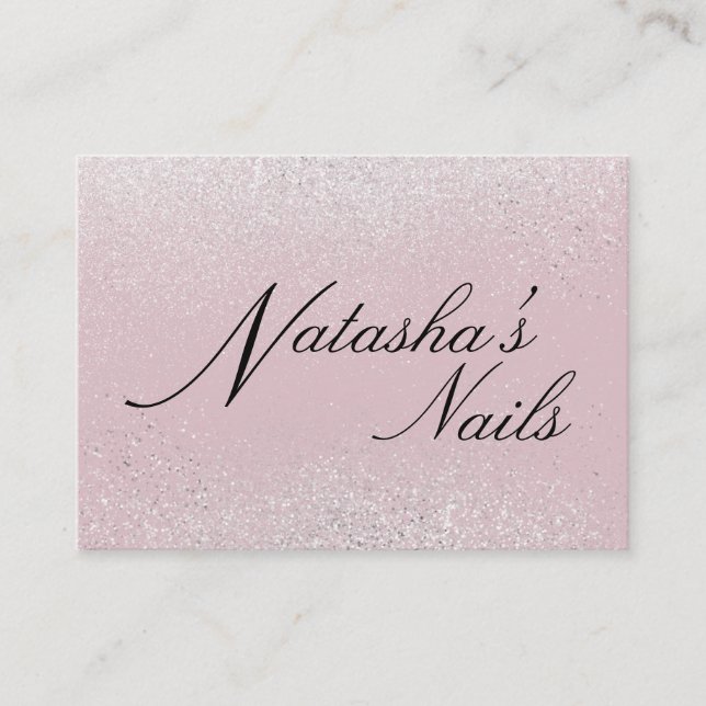 Silver Shimmer Dust and Pink Business Card (Front)