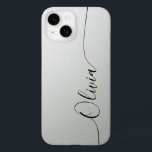Silver Shimmer Elegant Calligraphy Script Name Case-Mate iPhone 14 Case<br><div class="desc">Silver Shimmer Black Elegant Calligraphy Script Custom Personalized Name iPhone 14 Smart Phone Cases features a modern and trendy simple and stylish design with your personalized name in elegant hand written calligraphy script typography on a metallic silver shimmer background. Designed by ©Evco Studio www.zazzle.com/store/evcostudio</div>