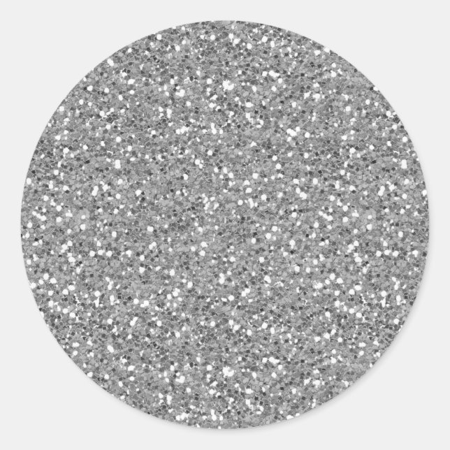 Silver Shimmer Glitter Classic Round Sticker (Front)
