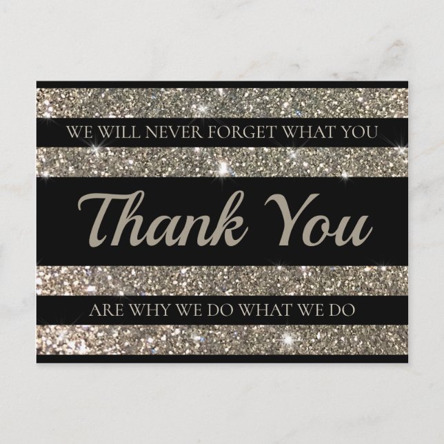 Silver Shimmer Stripes Customer Gratitude Postcard (Front)