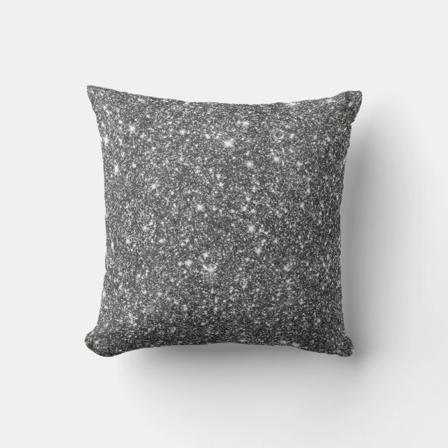Silver Shining Faux Glitter Pattern Girly Throw Pillow (Front)