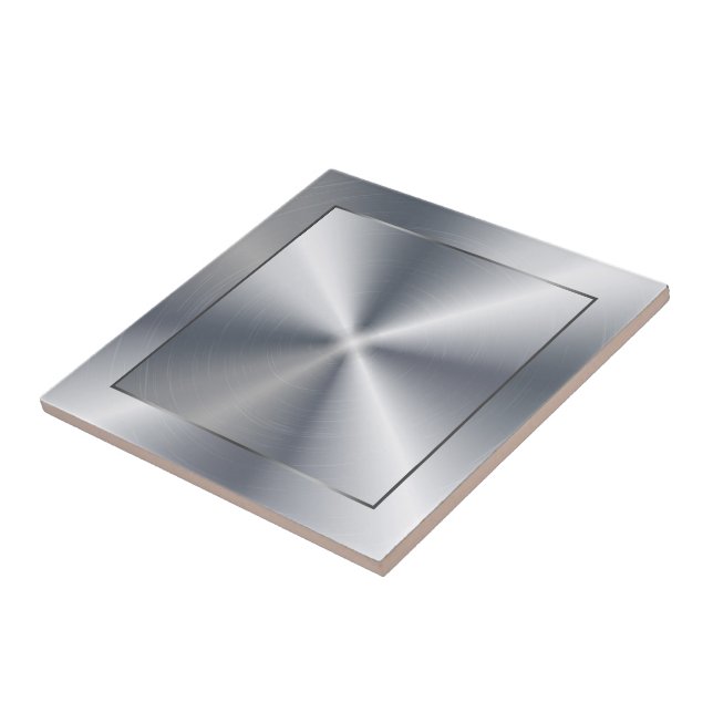 Silver Shiny Metallic Design Stainless Steel Look Tile (Side)
