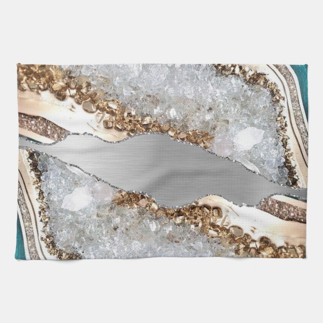 Silver Shiny Stone Glitter Kitchen Towel (Horizontal)