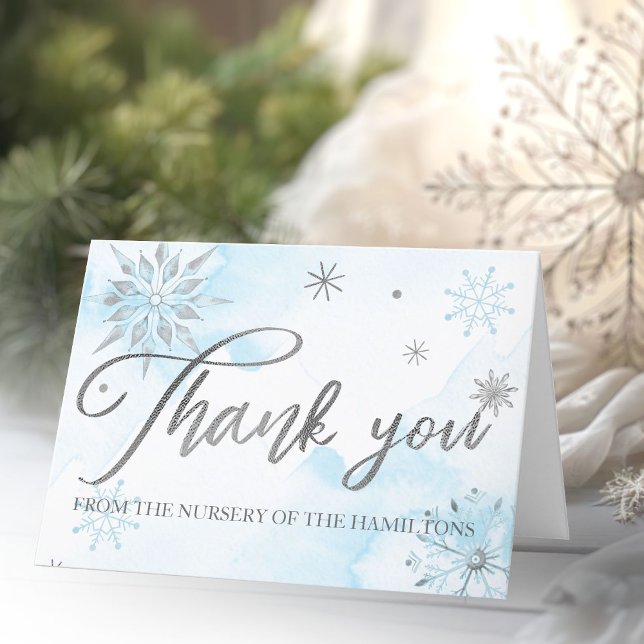 Silver Showflakes Winter Baby Shower Thank You (Creator Uploaded)