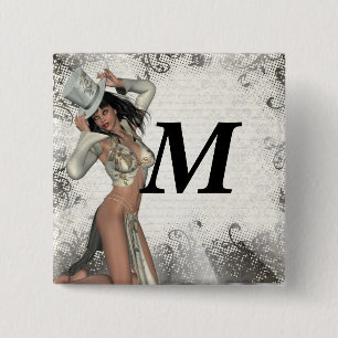 Silver showgirl 2 inch square button