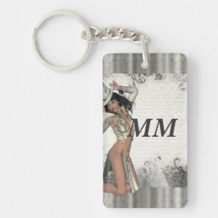 Silver showgirl keychain
