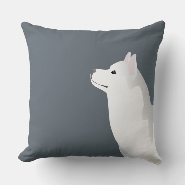 Silver Siberian Husky Basic Breed Customizable Throw Pillow (Front)