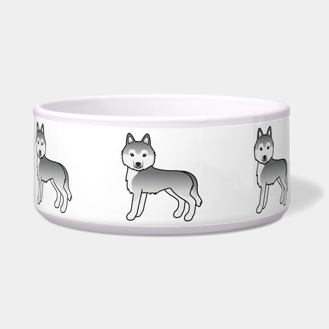 Silver Siberian Husky Cute Cartoon Dogs (Front)