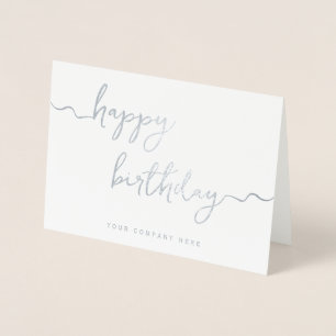 Silver Signature Script Business Birthday Foil Card