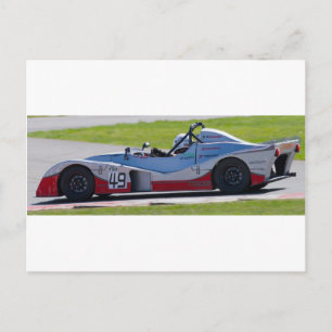 Silver single seater race car postcard