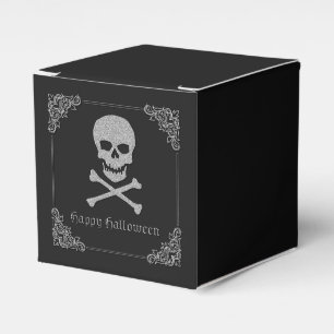 Silver Skull & Crossbones Halloween Favor Box