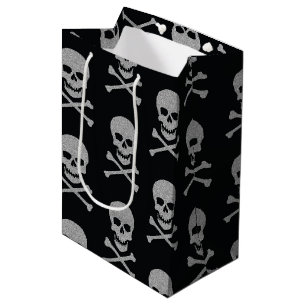 Silver Skull & Crossbones Halloween Medium Gift Bag