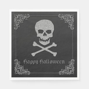 Silver Skull & Crossbones Halloween Napkin