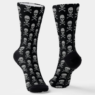 Silver Skull & Crossbones Halloween Socks