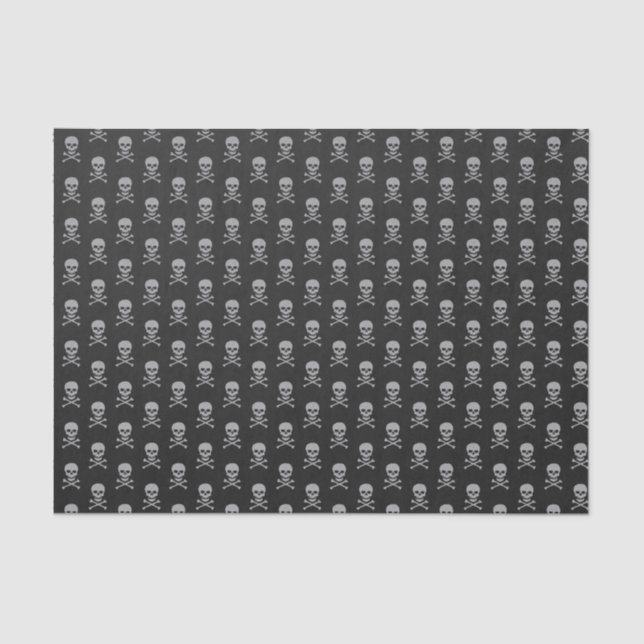 Silver Skull & Crossbones Halloween Tissue Paper (Front)