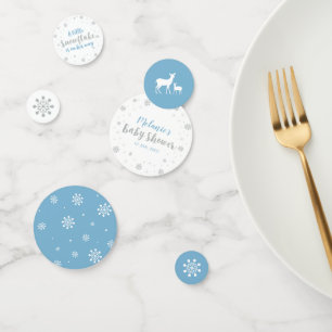 Silver & Sky Blue Winter Snowflake Boy Baby Shower Confetti
