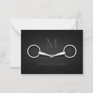 Silver Snaffle Bit Monogrammed Equestrian Card