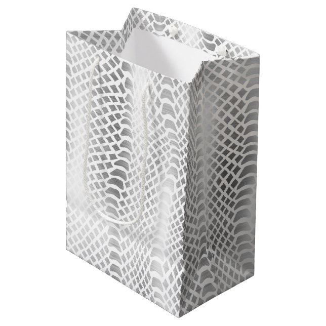 Silver Snake Print Medium Gift Bag (Front Angled)