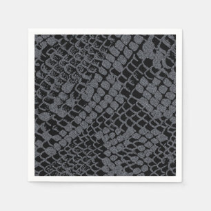 Silver Snake Print Paper Cocktail Napkins