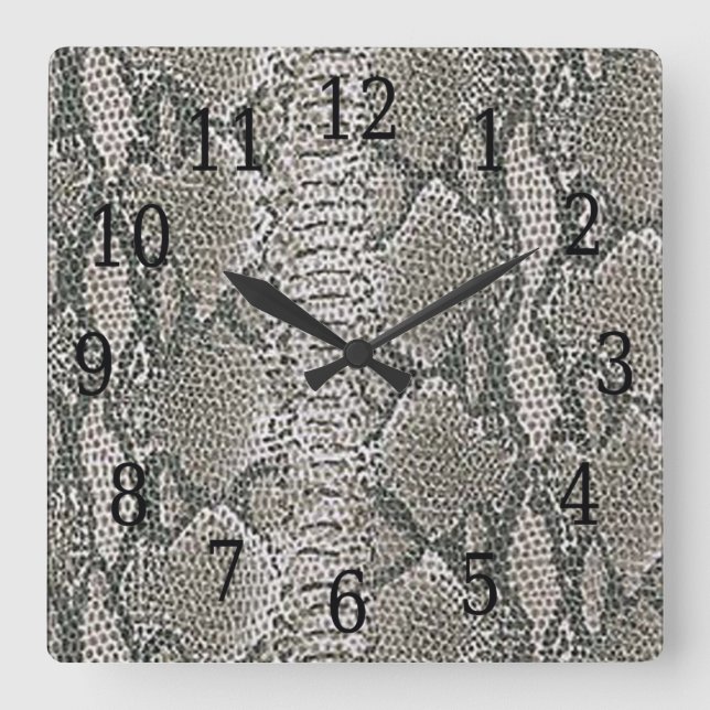 Silver Snake Skin Square Clock (Front)