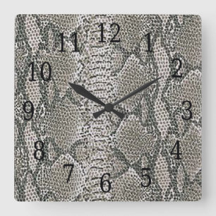 Silver Snake Skin Square Clock