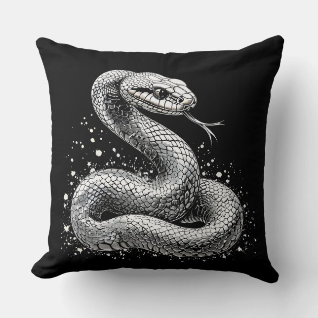 Silver snake throw pillow (Front)