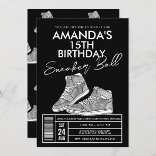 Silver Sneaker Ball Birthday Invitation
