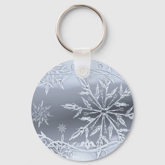 Silver snow christmas keychain (Front)