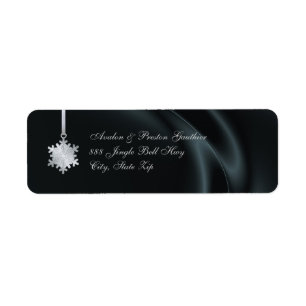 Silver Snowflake Black Silk Holiday Address Labels