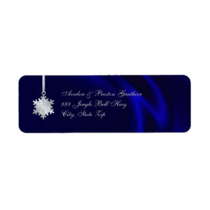 Silver Snowflake Blue Silk Holiday Address