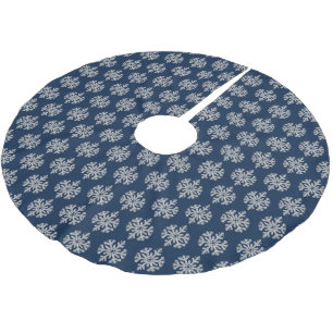 Silver Snowflake Brushed Polyester Tree Skirt