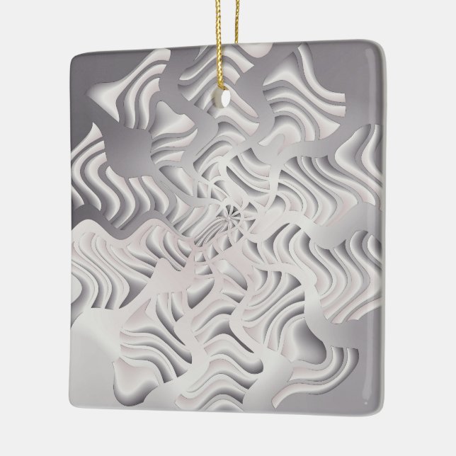 silver snowflake ceramic ornament (Left)