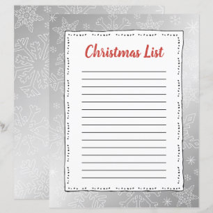 Silver Snowflake Christmas BG Santa Wish List