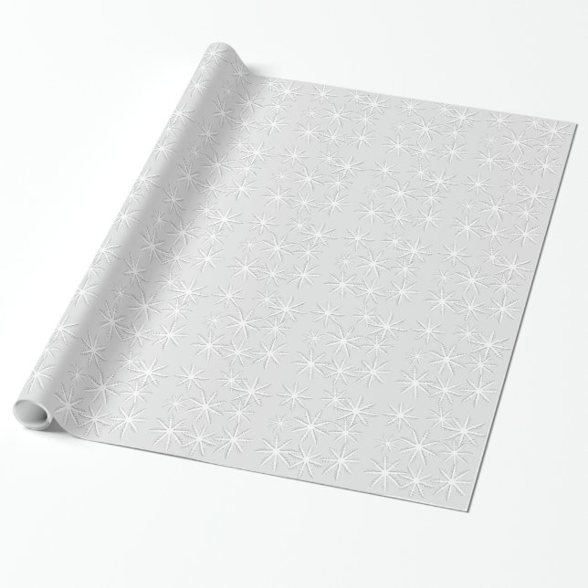Silver Snowflake Christmas Holiday Print Wrapping Paper (Unrolled)
