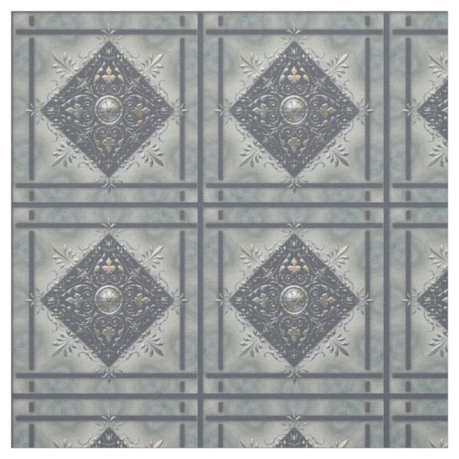 Silver Snowflake Denim Look Fabric (Swatch)