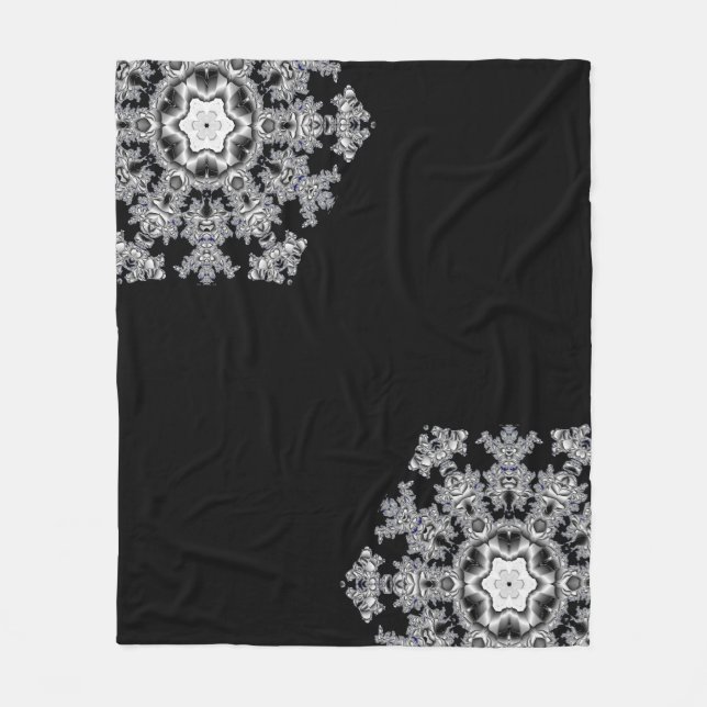 Silver Snowflake Fleece Blanket (Front)